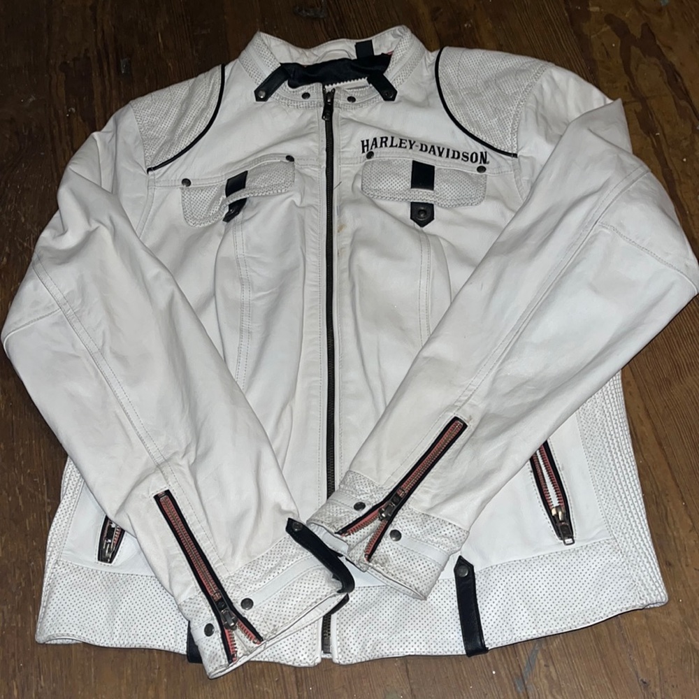 Harley Davidson Womans COTTONWOOD White Leather Jacket 97113-12VW Limited Ed